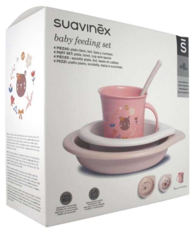 Sauvinex Baby Feeding Set 6m+ Χρώμα Ροζ