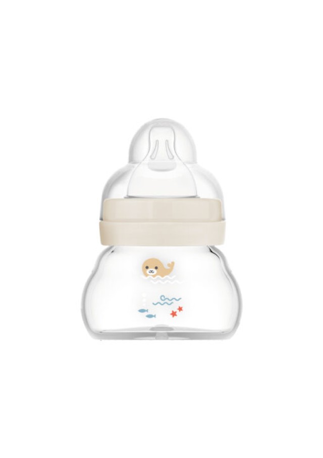 MAM Μπιμπερό Γυάλινο Feel Good 0m+ 90ml Χρώμα Μπεζ, 1τμχ