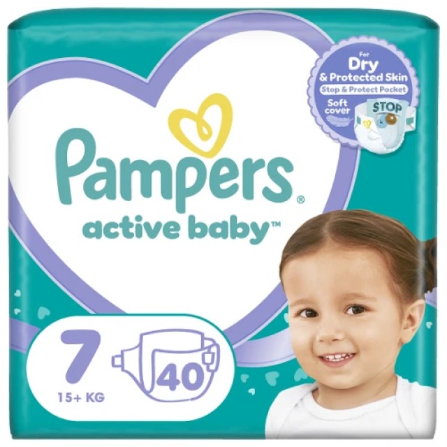 Pampers Active Baby Maxi Pack No.7 (15+kg) 40 Πάνες