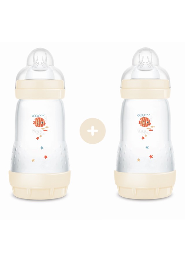 MAM Μπιμπερό Πλαστικό Easy Start™ Anti-Colic 2m+ 260ml Χρώμα Κρεμ, 2τμχ