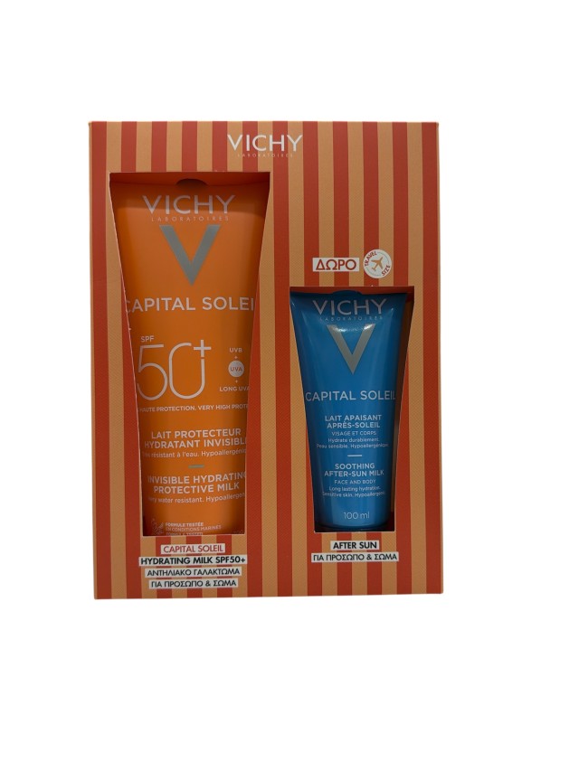 Vichy Promo Capital Soleil Invisible Hydrating Protective Milk SPF50+ 300ml + ΔΩΡΟ Vichy Capital Soleil Soothing After-Sun Milk 100ml