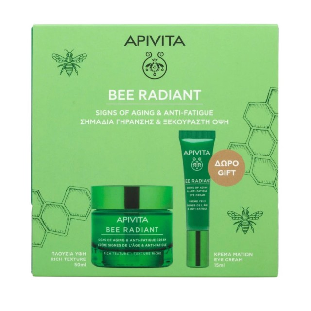 Apivita Promo Bee Radiant Κρέμα Πλούσιας Υφής 50ml & ΔΩΡΟ Bee Radiant Eye Cream 15ml