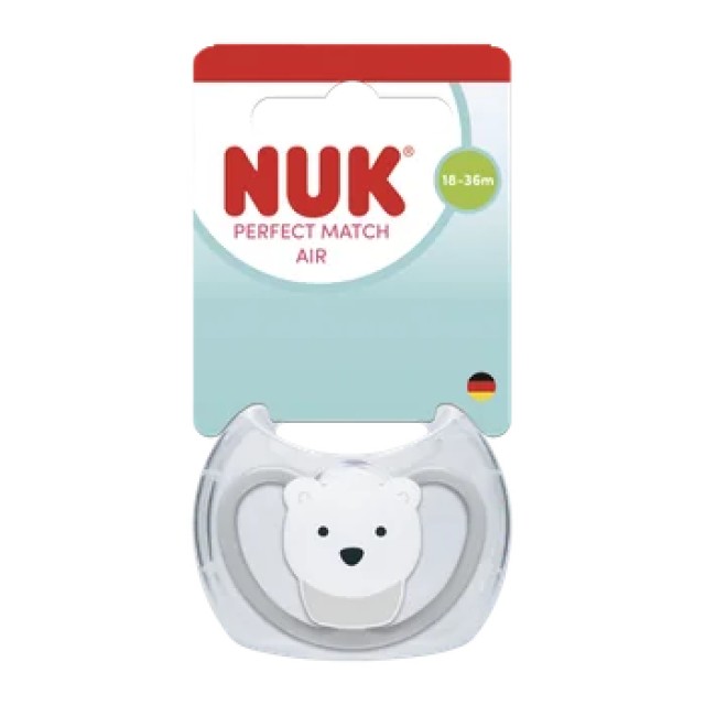 NUK Perfect Match Air Πιπίλα Σιλικόνης 18-36m Χρώμα Γκρι, 1τμχ