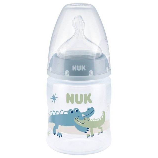 NUK First Choice Plus Μπιμπερό Πλαστικό με Δείκτη Ελέγχου Θερμοκρασίας με θηλή σιλικόνης 0-6m (M) 150ml Χρώμα Μπλε, 1τμχ