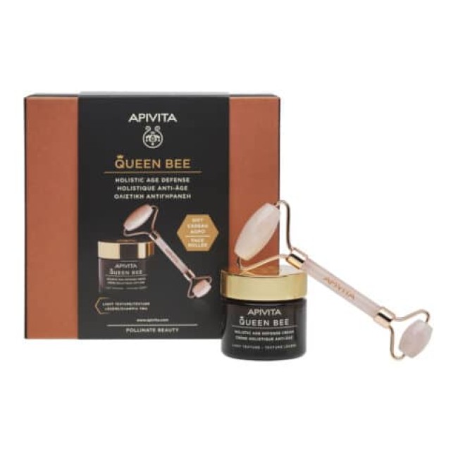 Apivita Queen Bee Light Texture Κρέμα Ημέρας Ολιστικής Αντιγήρανσης Ελαφριάς Υφής 50ml & Δώρο ένα Premium Face Roller