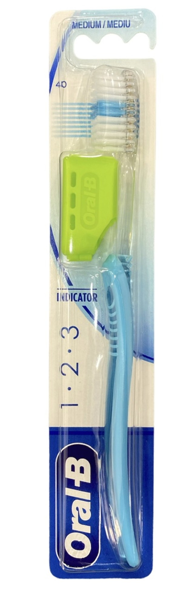 Oral-B Οδοντόβουρτσα Μέτρια Indicator 1-2-3 40mm Χρώμα Γαλάζιο, 1τμχ