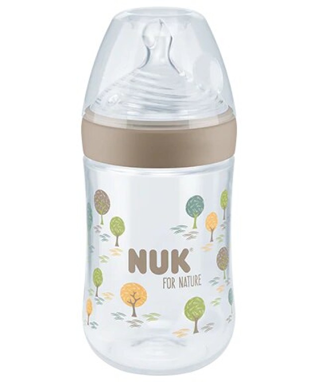 NUK For Nature Μπιμπερό Πλαστικό με θηλή σιλικόνης μέτριας οπής Χρώμα Γκρι 260ml, 1τμχ