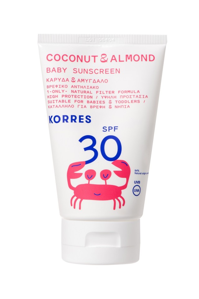 Korres Coconut & Almond Baby Sunscreen Emulsion SPF30 Βρεφικό Αντηλιακό Γαλάκτωμα με Ένα Μόνο Φυσικό Φίλτρο 100ml