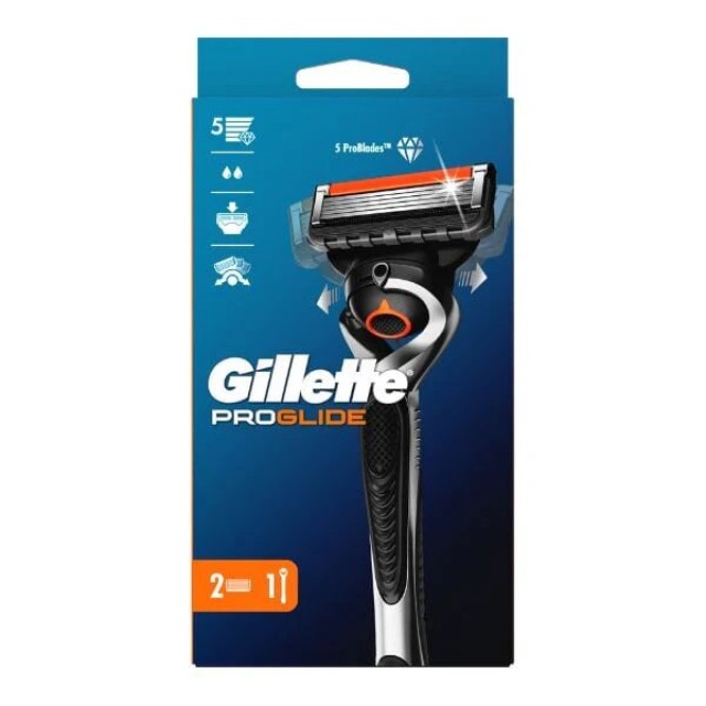 Gillette Proglide Λαβή Ξυριστικής Μηχανής, 1τμχ & Ανταλλακτικές Κεφαλές, 2τμχ