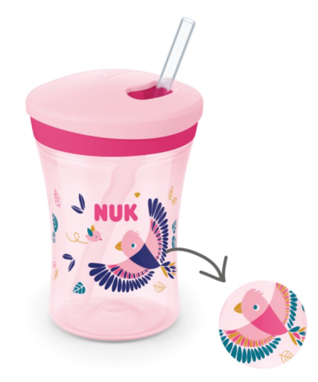 NUK Action Cup Ποτηράκι που αλλάζει χρώμα 12m+ 230ml Χρώμα Ροζ, 1τμχ