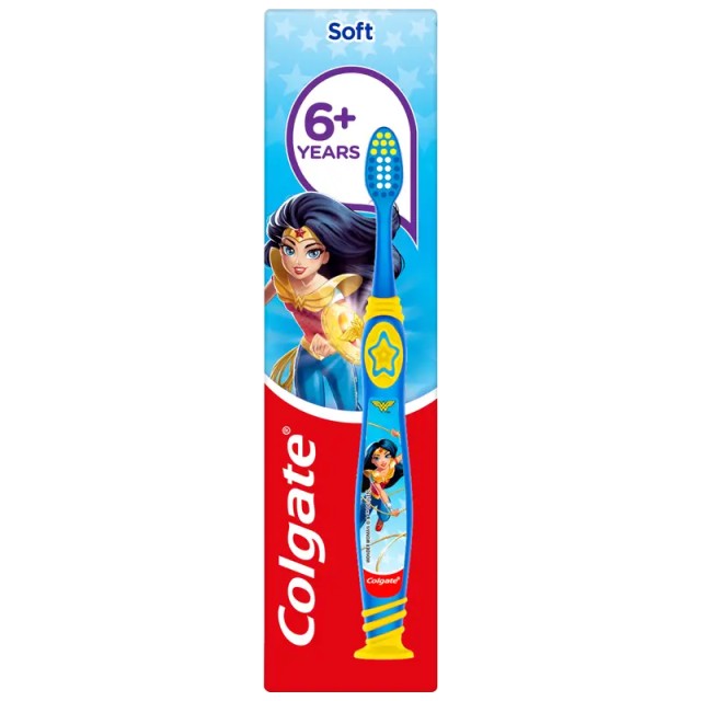 Colgate Wonder Woman Παιδική Οδοντόβουρτσα 6+ Ετών Μαλακή Μπλε / Κίτρινο 1τεμ