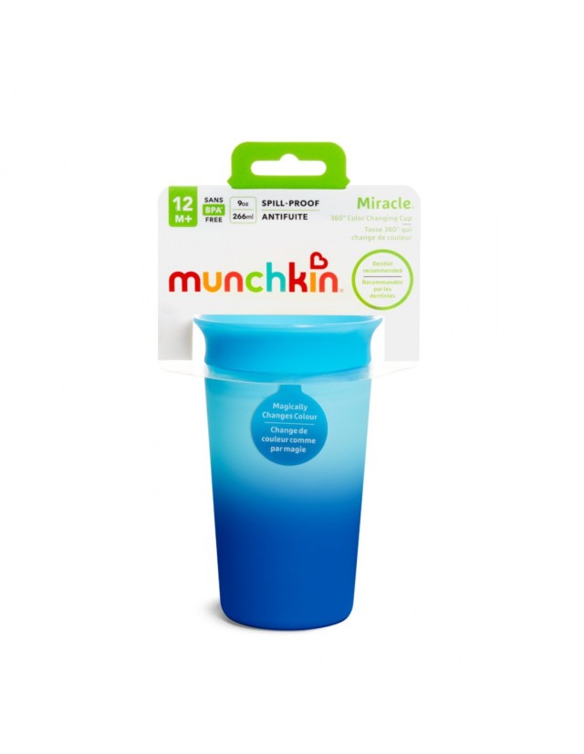 Munchkin 360ᵒ Colour Changing Miracle Cup 12m+ 266ml Χρώμα Μπλε, 1τμχ