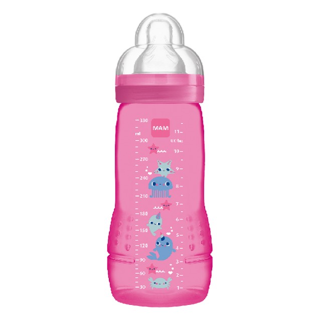 MAM Σετ 2 Μπιμπερό Easy Active™ Baby Bottle 4m+ 330ml Χρώμα Ροζ, 2τμχ