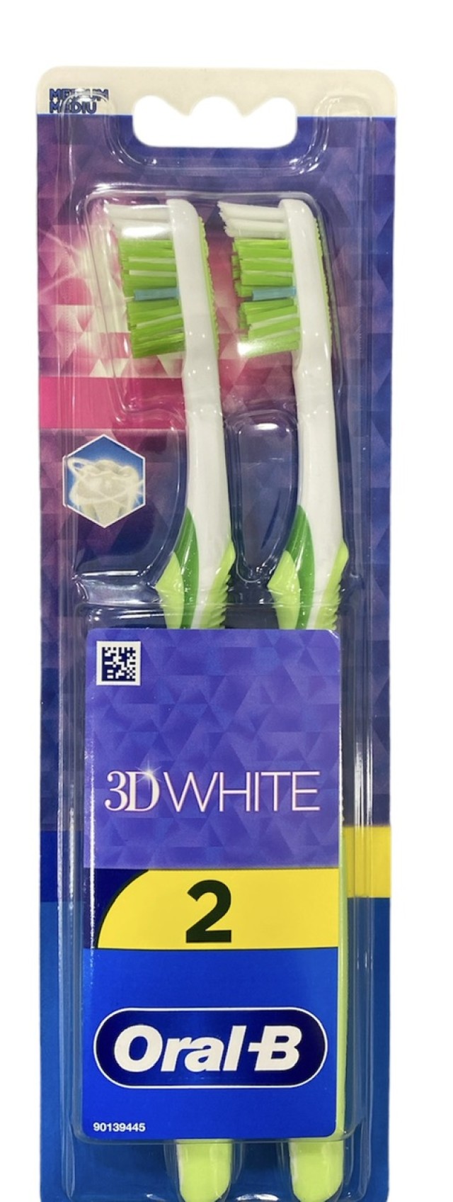 Oral-B 3D White Duo Medium Toothbrush Χρώμα Πράσινο, 2τμχ