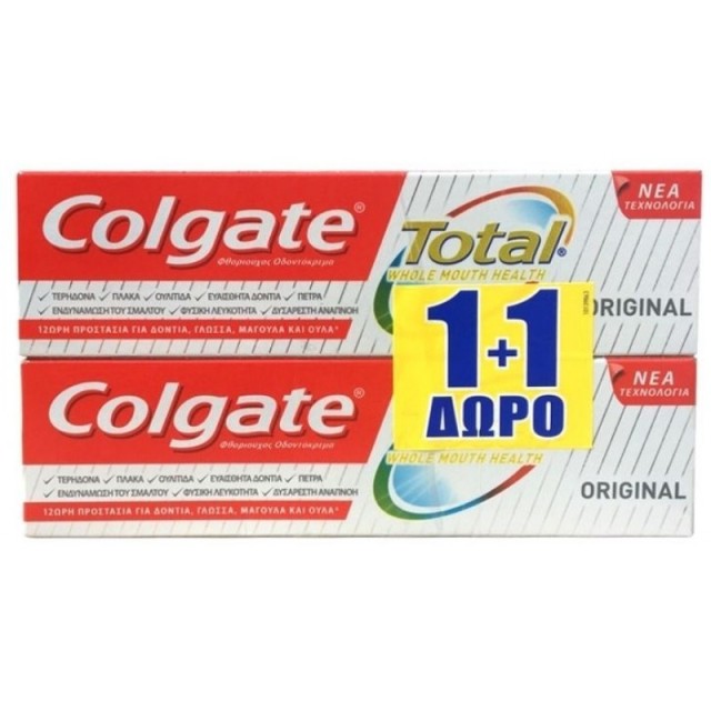 Colgate Total Original Οδοντόκρεμα 1+1 ΔΩΡΟ, 2 x 75ml