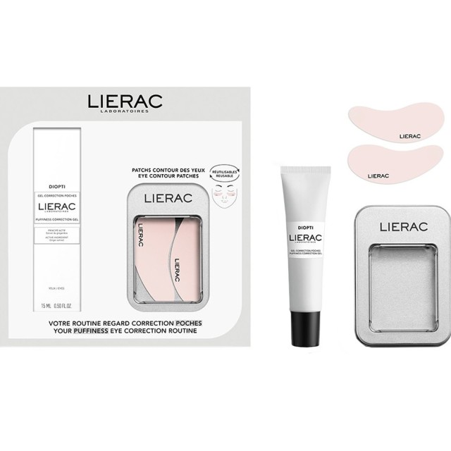 Lierac Diopti Puffiness Correction Gel 15ml + Eye Contour Patches Επαναχρησιμοποιούμενα