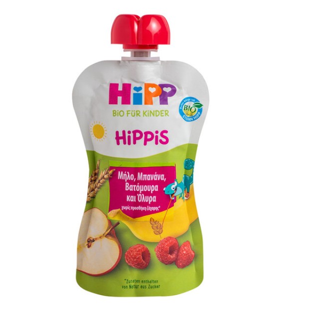 Hipp Hippis Φρουτοπολτός Μήλο, Μπανάνα, Βατόμουρα & Όλυρα 100gr