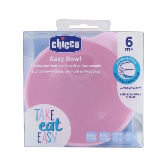 Chicco Easy Bowl Μπολ Σιλικόνης με βεντούζα 6m+ Χρώμα Ροζ, 1τμχ