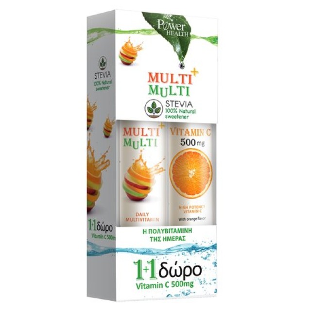 Power Health Multi+Multi 24 eff.tabs με γεύση ροδάκινο + Δώρο Vitamin C 500mg 20 eff.tabs