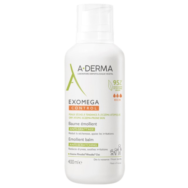 A-Derma Exomega Control Baume Rich Καταπραϋντική Κρέμα για Ατοπικό Δέρμα, 400ml