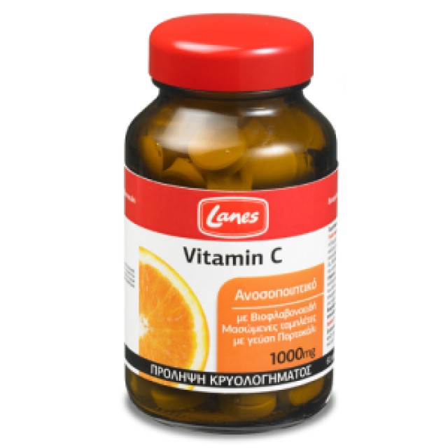 Lanes Vitamin C 1000mg με γεύση Πορτοκάλι 60 Μασώμενες Ταμπλέτες