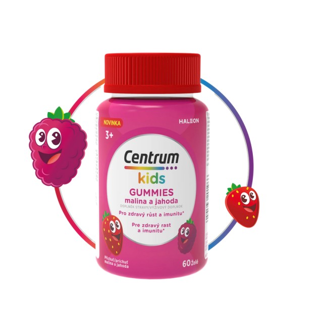 Centrum Kids Βιταμίνες-Ζελεδάκια για παιδιά 3ετών+ με φυσική γεύση φράουλας & βατόμουρου, 60τμχ