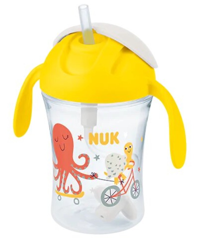 NUK Motion Cup 8m+ με μαλακό καλαμάκι 230ml Χρώμα Κίτρινο, 1τμχ