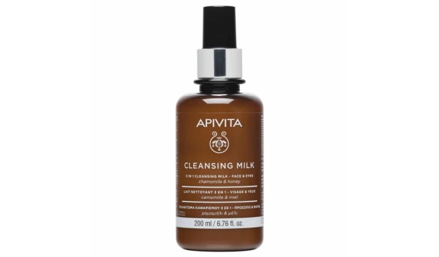 Apivita Cleansing Milk Γαλάκτωμα 3 σε 1 για Πρόσωπο & Μάτια με Χαμομήλι και Μέλι 200ml