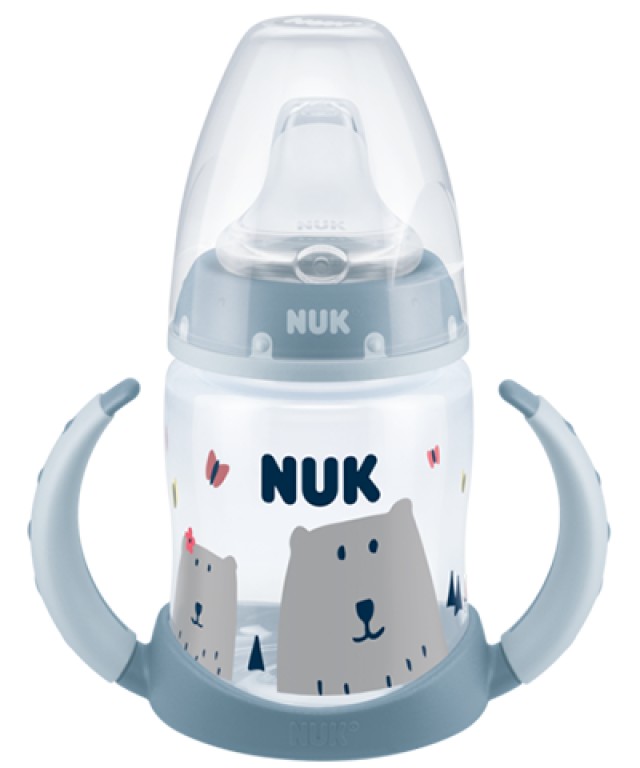 NUK Hello Adventure First Choice Μπιμπερό Εκπαίδευσης με ρύγχος σιλικόνης 6-18m 150ml Χρώμα Γκρι, 1τμχ