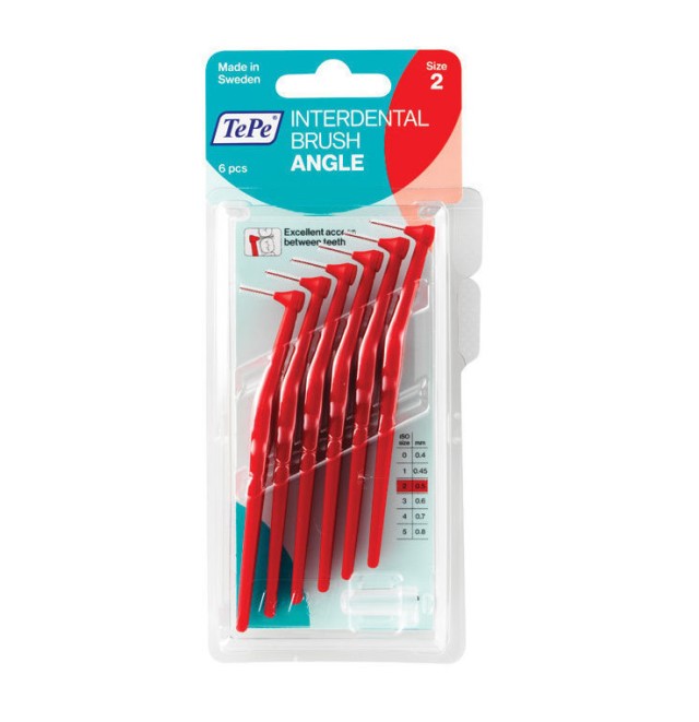 TePe Interdental Brush Angle No.2 Χρώμα Κόκκινο, 6τμχ