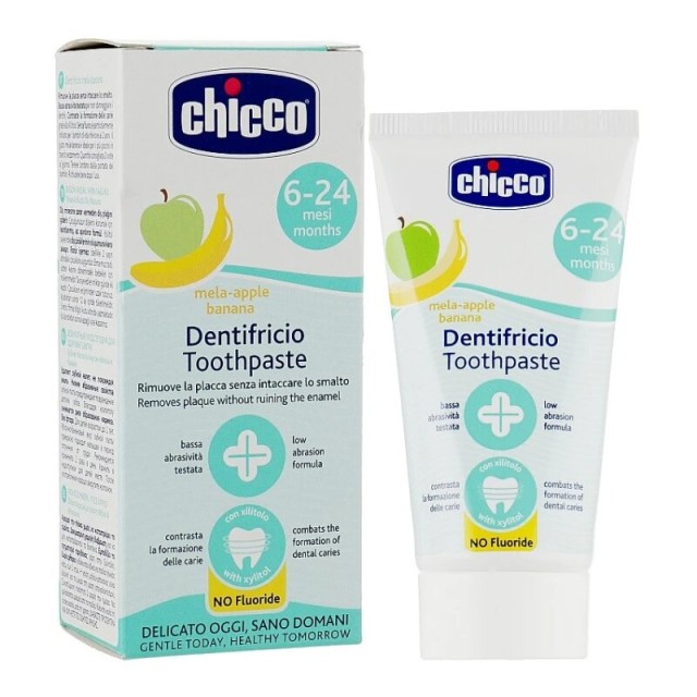 Chicco Oral Care Οδοντόκρεμα Με Γεύση Μήλο και Μπανάνα από 6-24 Μηνών 50ml