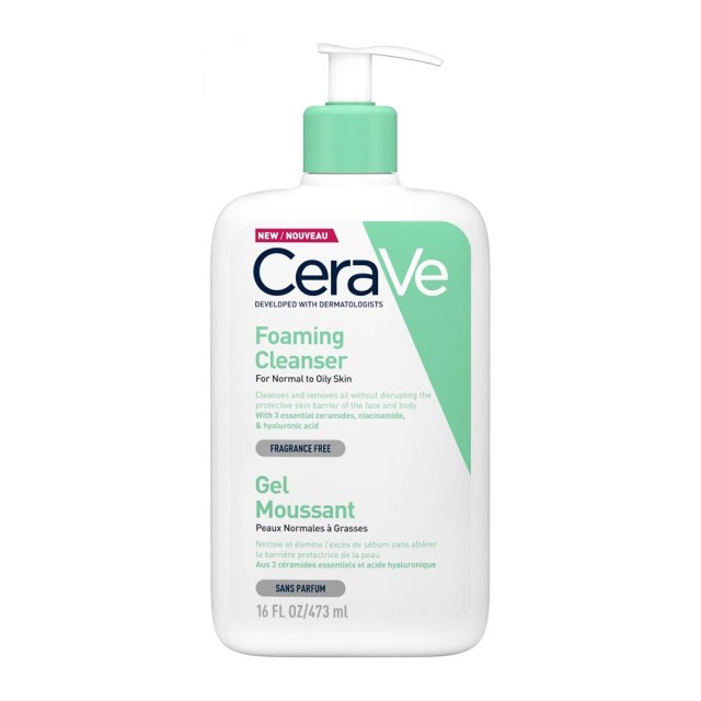 CeraVe Foaming Cleanser Gel Καθαρισμού για Κανονική - Λιπαρή Επιδερμίδα 473ml