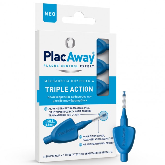 PlacAway Triple Action Μεσοδόντια Βουρτσάκια ISO 3 0.6mm 6τμχ