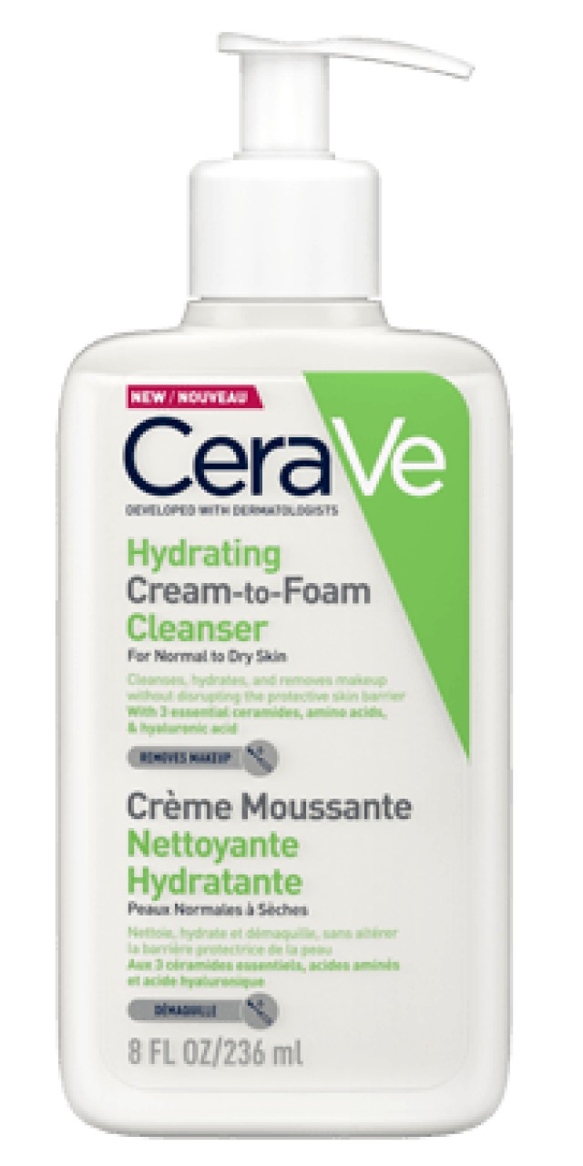 Cerave Hydrating Cream to Foam Cleanser, Αφρώδης Κρέμα Καθαρισμού Προσώπου 236ml