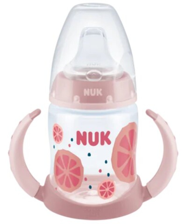 NUK Fruits First Choice Μπιμπερό εκπαίδευσης με Δείκτη Ελέγχου Θερμοκρασίας με ρύγχος 6-18m 150ml Χρώμα Ροζ, 1τμχ