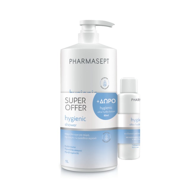 Pharmasept Super Offer Hygienic Shower Gel 1Lt + ΔΩΡΟ Hygienic Ultra Hydra Lotion 80ml