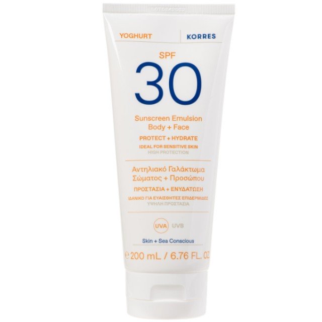 Korres Yoghurt Sunscreen Emulsion Face & Body for Sensitive Skin SPF30 200ml