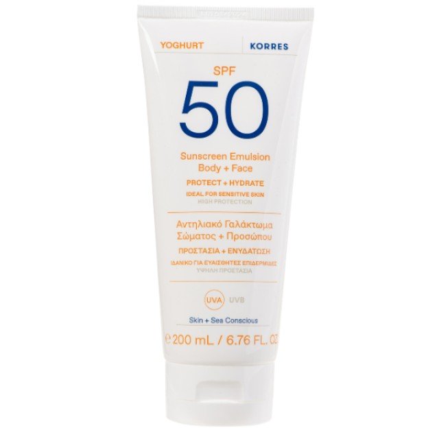Korres Yoghurt Sunscreen Emulsion Face & Body for Sensitive Skin SPF50 200ml