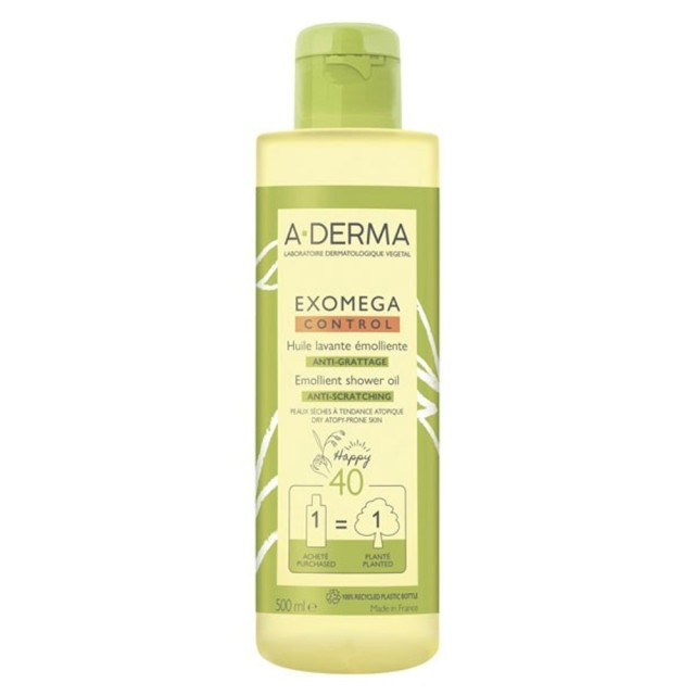 A-Derma Exomega Control Emollient Shower Oil Μαλακτικό Λάδι Καθαρισμού για Ατοπικό Δέρμα, 500ml