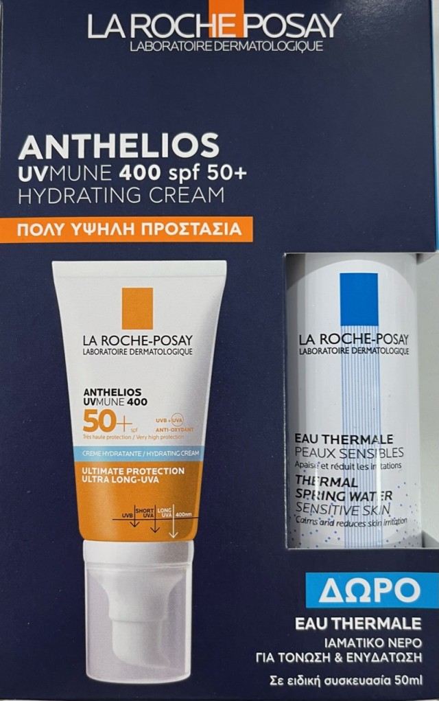 La Roche Posay Promo Anthelios UVMune 400 Hydrating Cream SPF50+ 50ml + ΔΩΡΟ Eau Thermale Thermal Spring Water 50ml