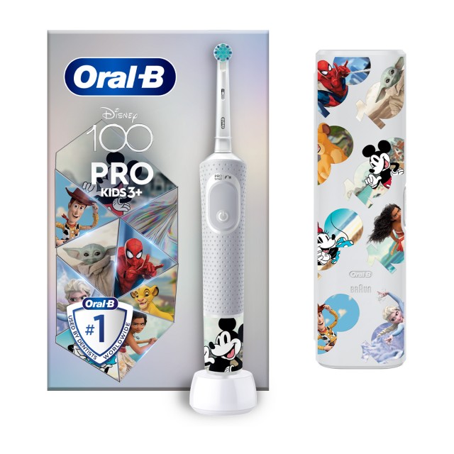 Oral-B Eπαναφορτιζόμενη Oδοντόβουρτσα Vitality Pro Kids Mickey 3ετών+ & ΔΩΡΟ Θήκη Ταξιδιού + 8 Αυτοκόλλητα Disney
