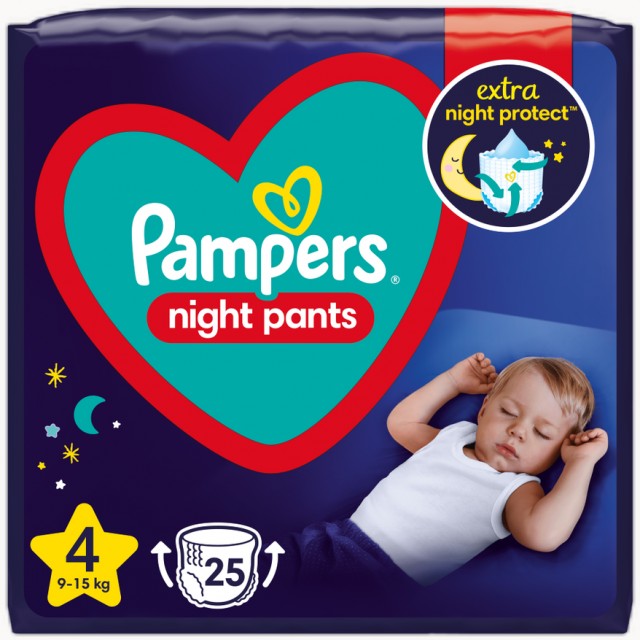 Pampers Night Pants No.4 (9-15 Kg) 25 Πάνες Βρακάκι