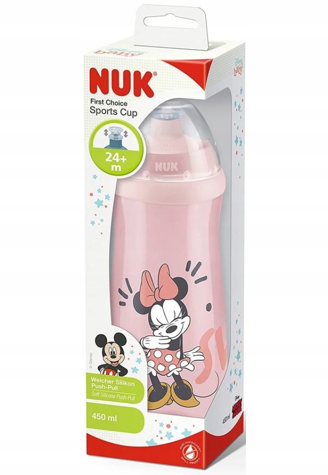 NUK Disney Mickey Παγουράκι Sports Cup με καπάκι Push-Pull 24m+ 450ml Χρώμα Ροζ, 1τμχ