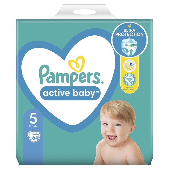 Pampers Active Baby Giant Pack No.5 (11-16 kg) 64 Πάνες