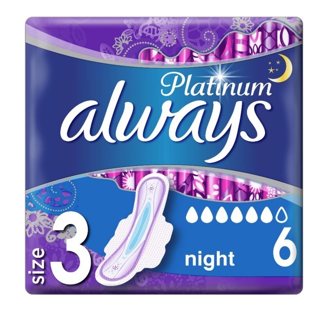 Always Platinum Ultra Night Σερβιέτες Νο3 6τμχ