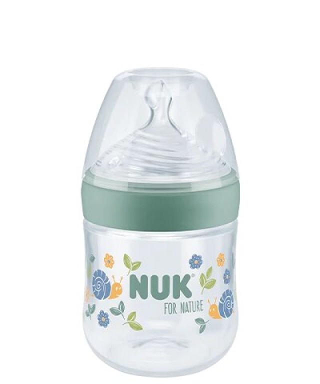 NUK For Nature Μπιμπερό Πλαστικό με θηλή σιλικόνης μικρής οπής Χρώμα Πράσινο 150ml, 1τμχ