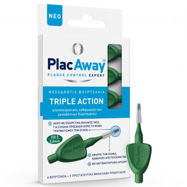 PlacAway Triple Action Μεσοδόντια Βουρτσάκια ISO 5 0.8mm 6τμχ