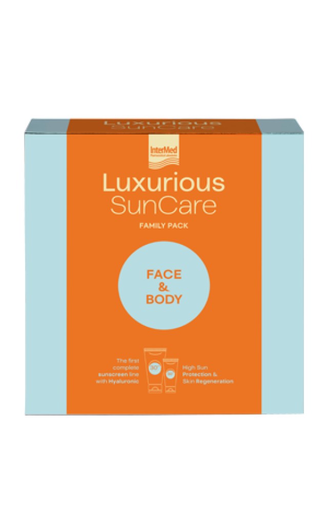 Intermed Luxurious Sun Care Family Pack Face & Body Αντηλιακής Κρέμα Προσώπου SPF50 75ml & Αντηλιακή Κρέμα Σώματος SPF30 200ml