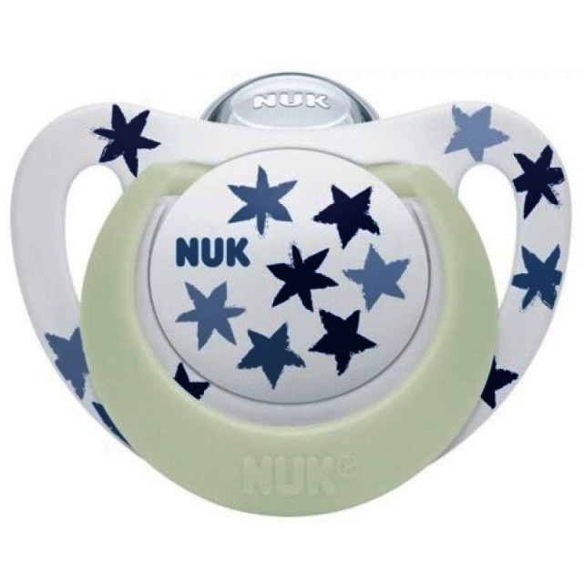 NUK Star Night Πιπίλα Σιλικόνης 6-18m Χρώμα Άσπρο, 1τμχ