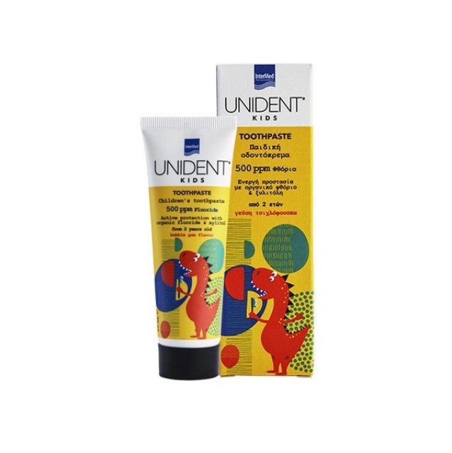 Intermed Unident Kids Toothpaste 500ppm 2ετών+ με γεύση τσιχλόφουσκα 50ml